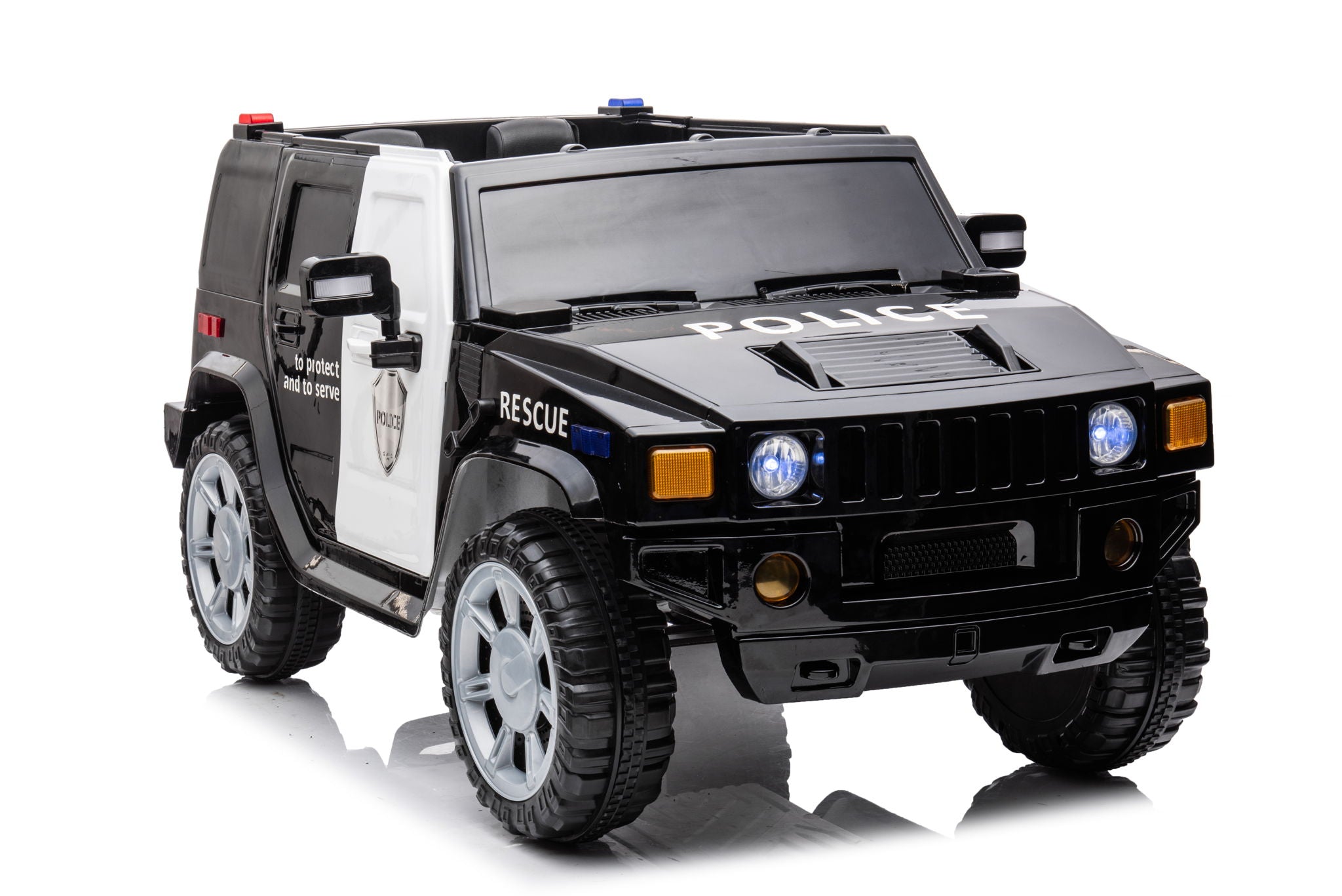 12V7A 30W*2 Four-Wheel Drive Seat One Button Start, Forward And Backward, High And Low Speed, Music, Front Light, Power Display, Two Doors Can Open, 2.4G R / C, Seat Belt Four Wheel Absorber