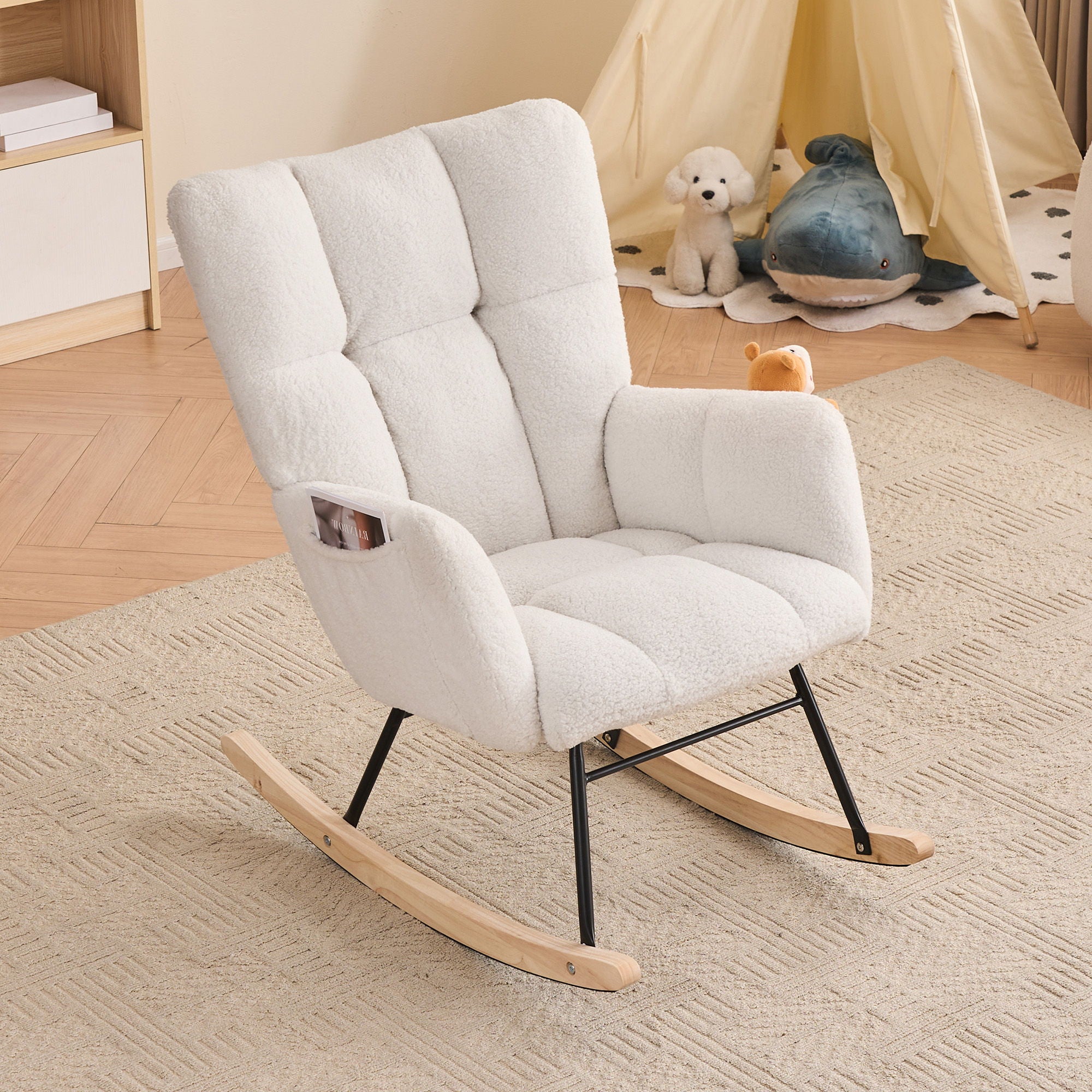 Rocking Gilder Chair For Living Room - Ivory