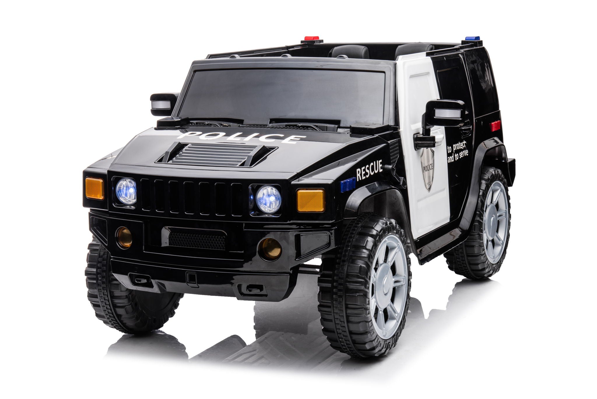 12V7A 30W*2 Four-Wheel Drive Seat One Button Start, Forward And Backward, High And Low Speed, Music, Front Light, Power Display, Two Doors Can Open, 2.4G R / C, Seat Belt Four Wheel Absorber