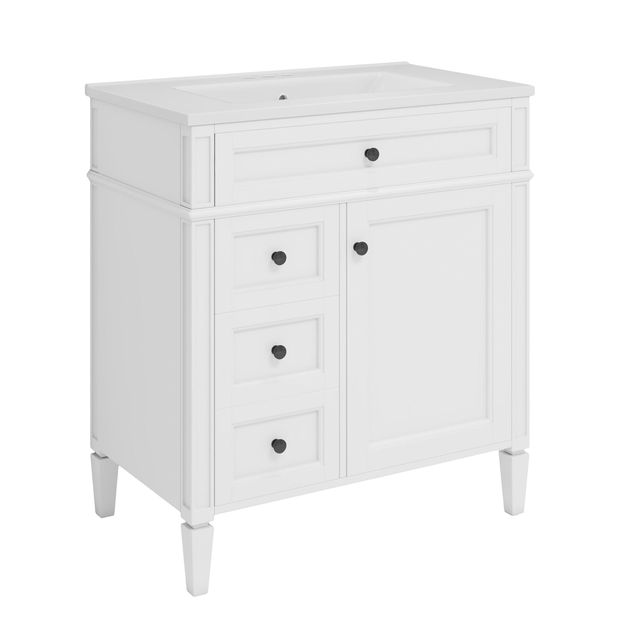 Bathroom Vanity With Top Sink, Storage Cabinet With 2 Drawers, Tip Out Drawer