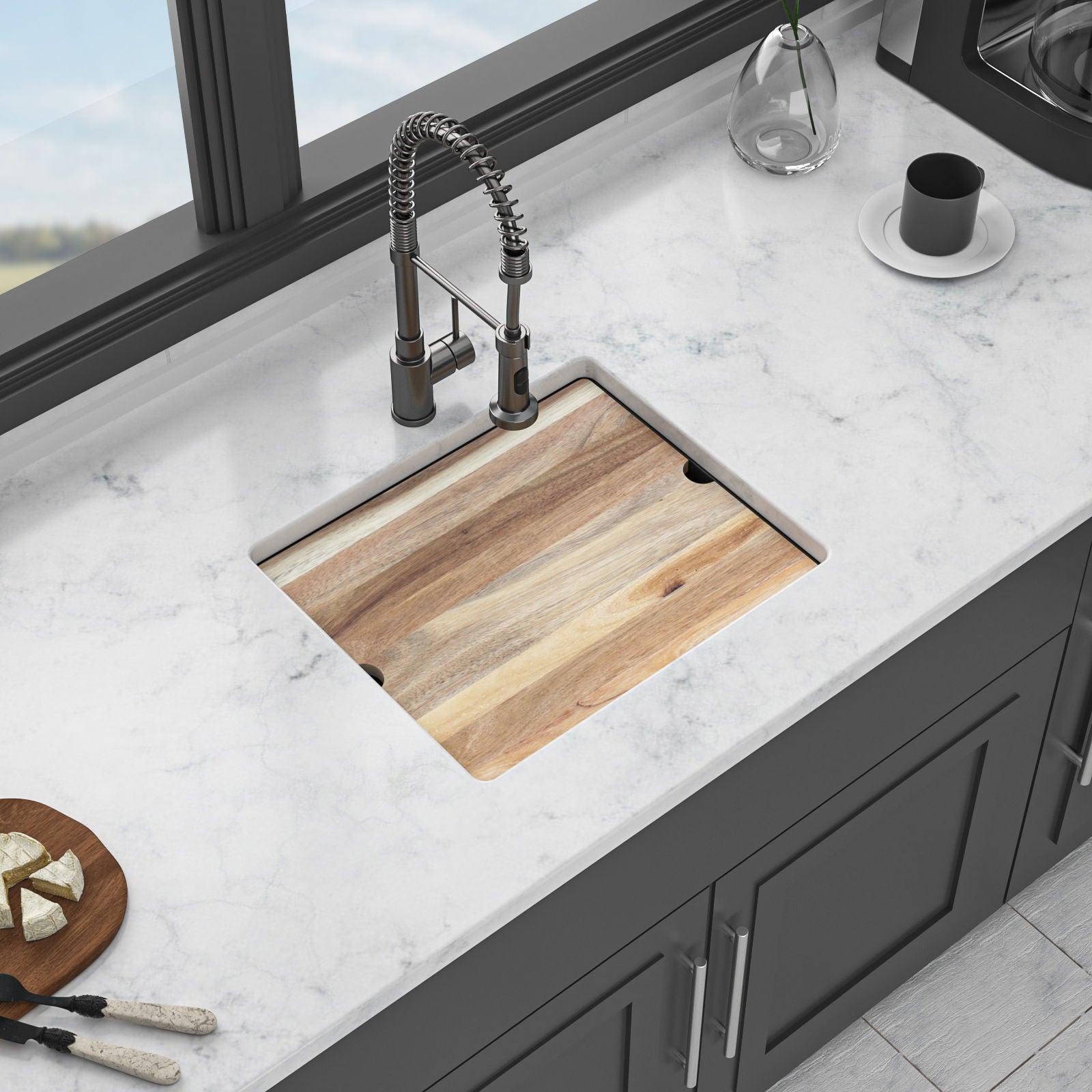 Quartz Composite Kitchen Sink With Workstation, Undermount