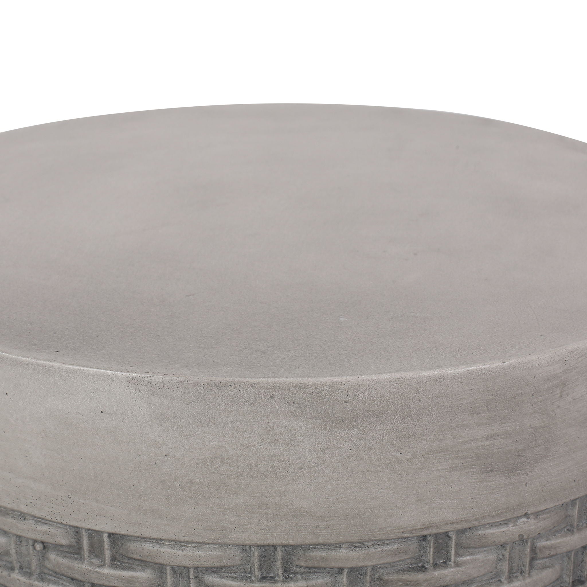 Outdoor Lightweight End Table Round Concrete Outdoor Side Table - Natural
