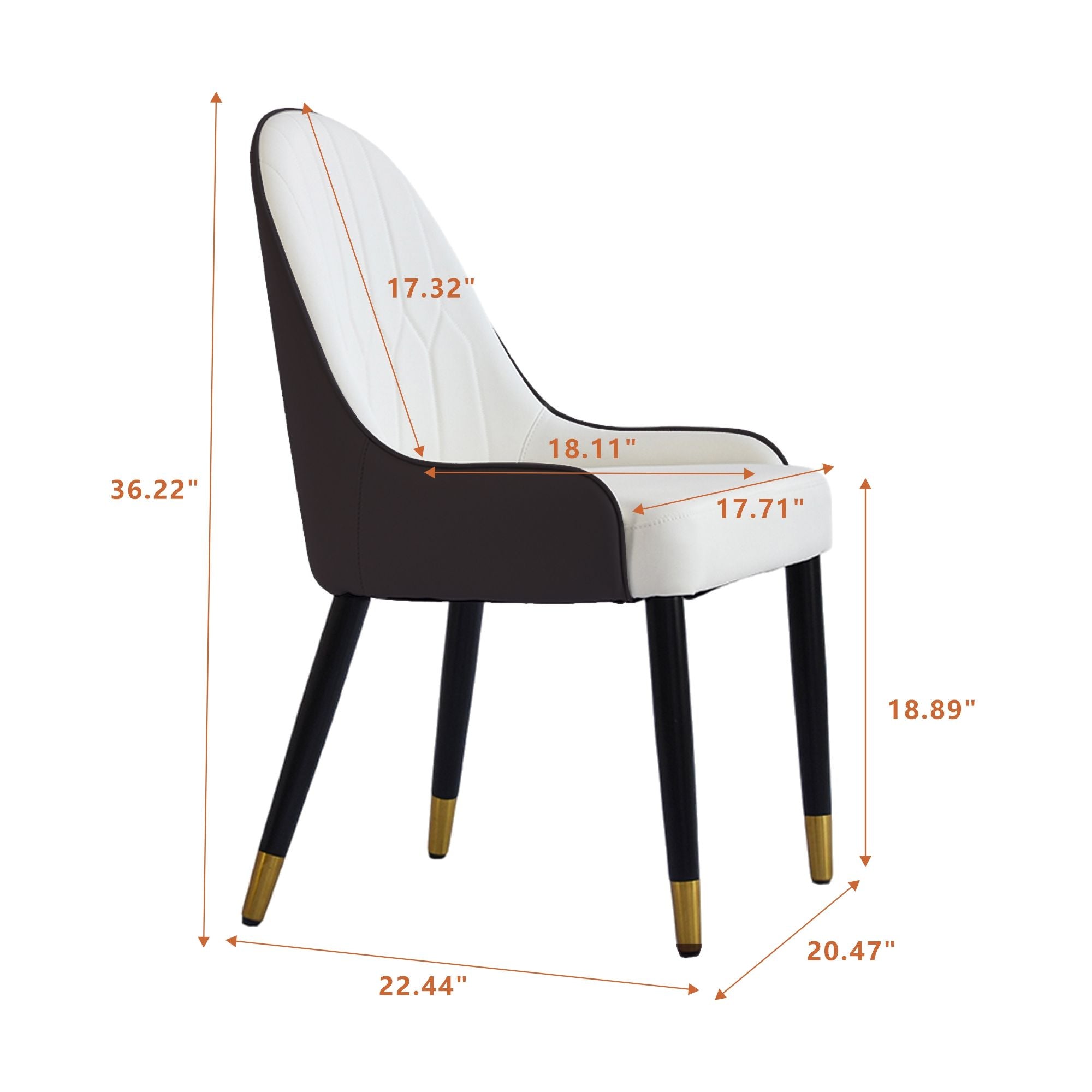 Modern Sponge-Filled Dining Chair, Solid Wood Metal Legs, Suitable For Restaurants, Living Rooms And Rooms (Set of 2)