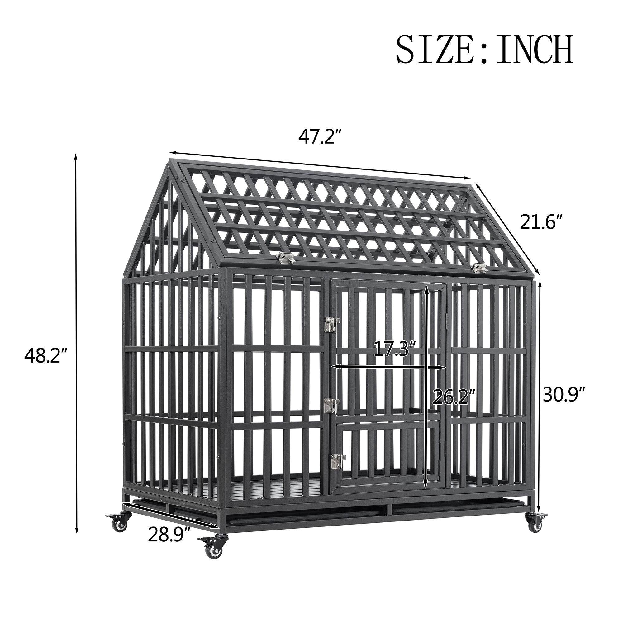 Heavy Duty Dog Crate Lockable Wheels