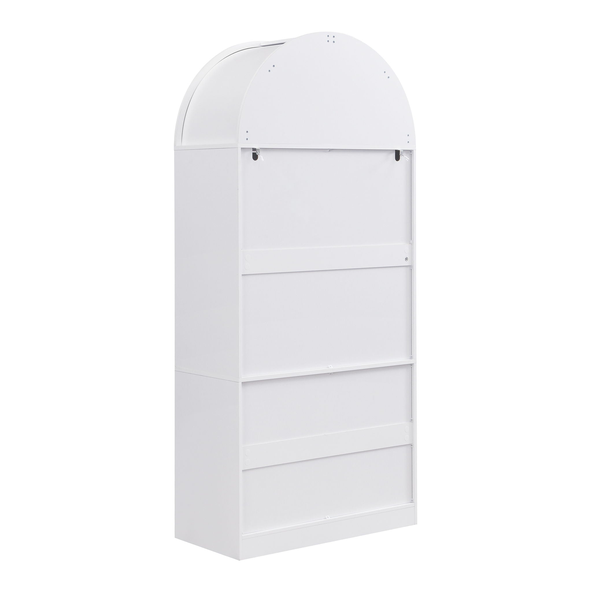 Tall Arched Top Storage Cabinet With 5 Tier Shelves, Soft Close Hinges