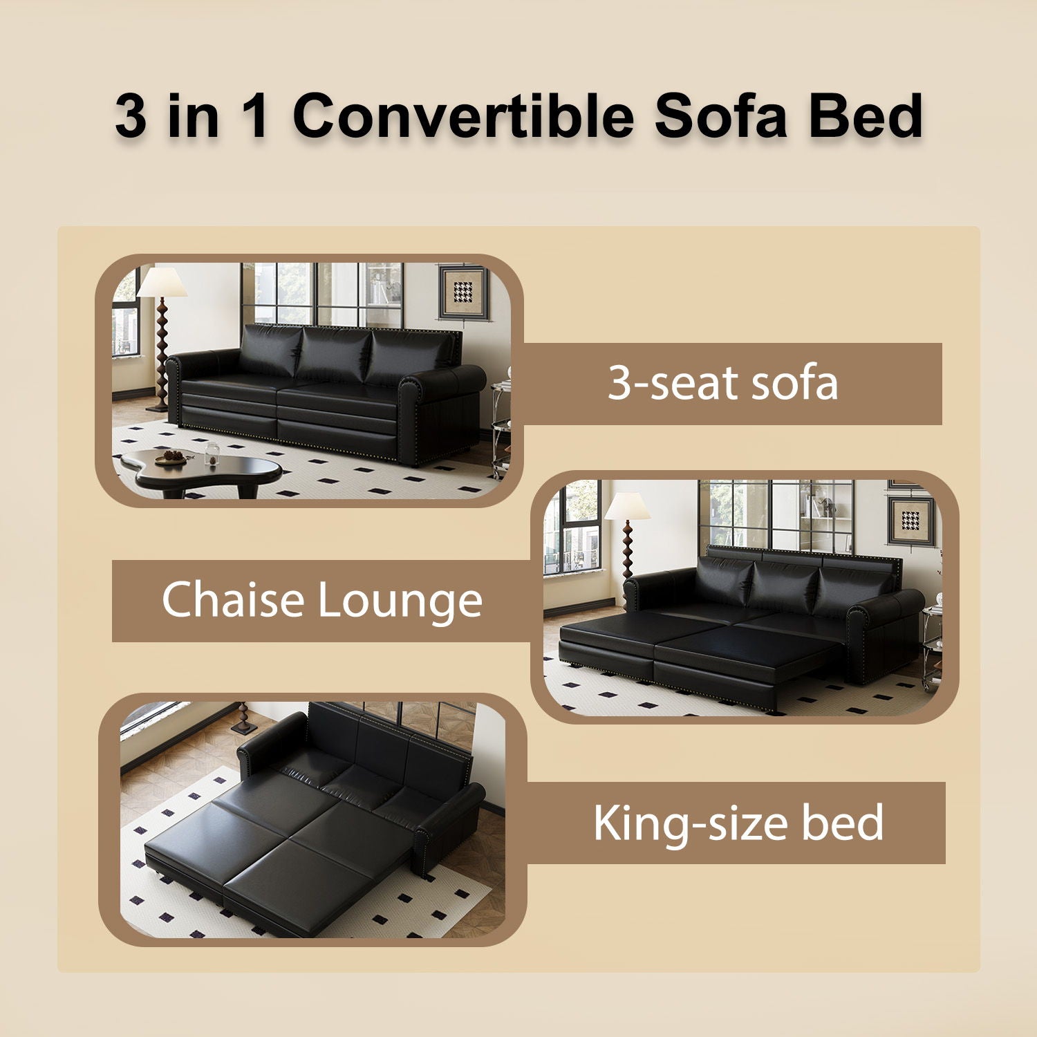 Chesterfield Sofa & Pull Out Bed