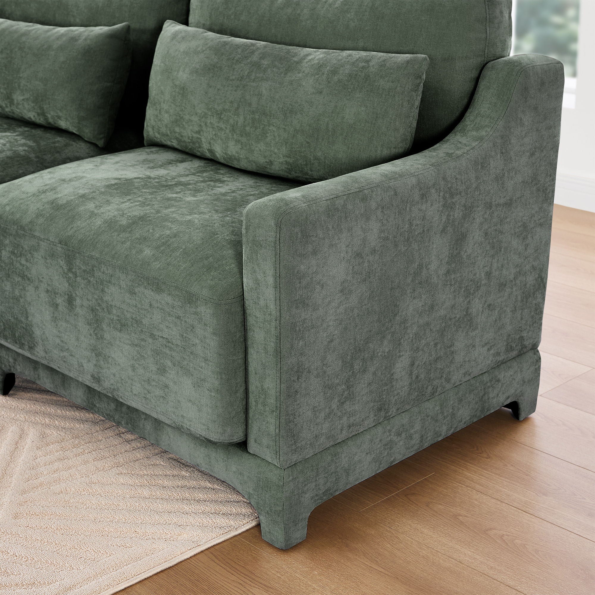 Elegant Sofa With Ergonomic Design And Lumbar Pillows