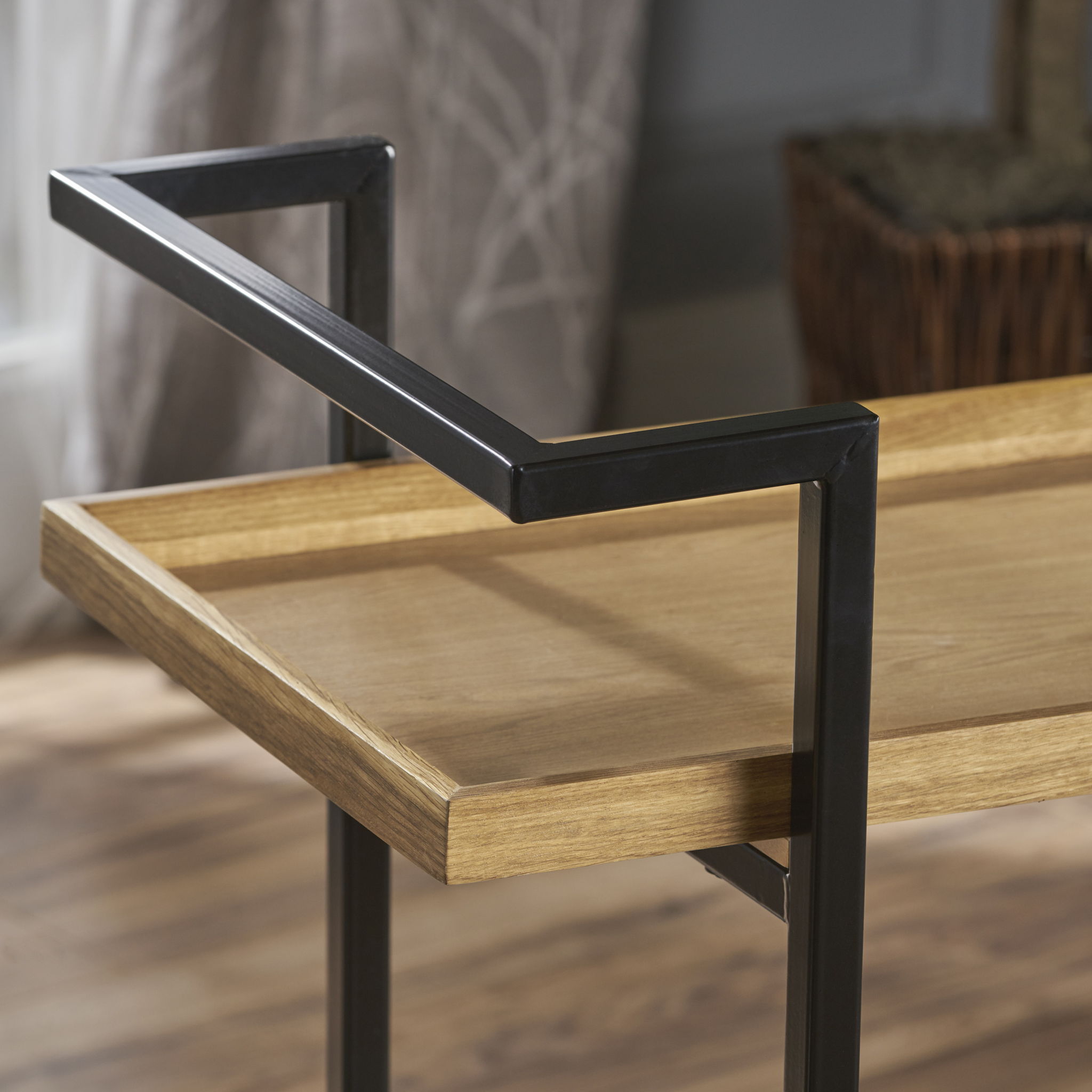 Modern Industrial Bar Cart With Shelving And Casters