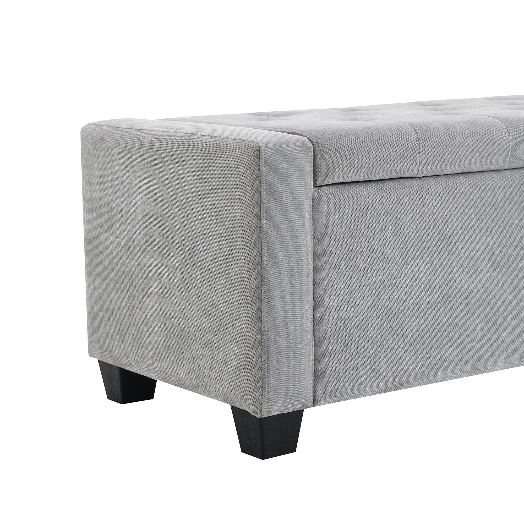 Upholstered Storage Ottoman Bench With Button Tufting And Safety Hinge