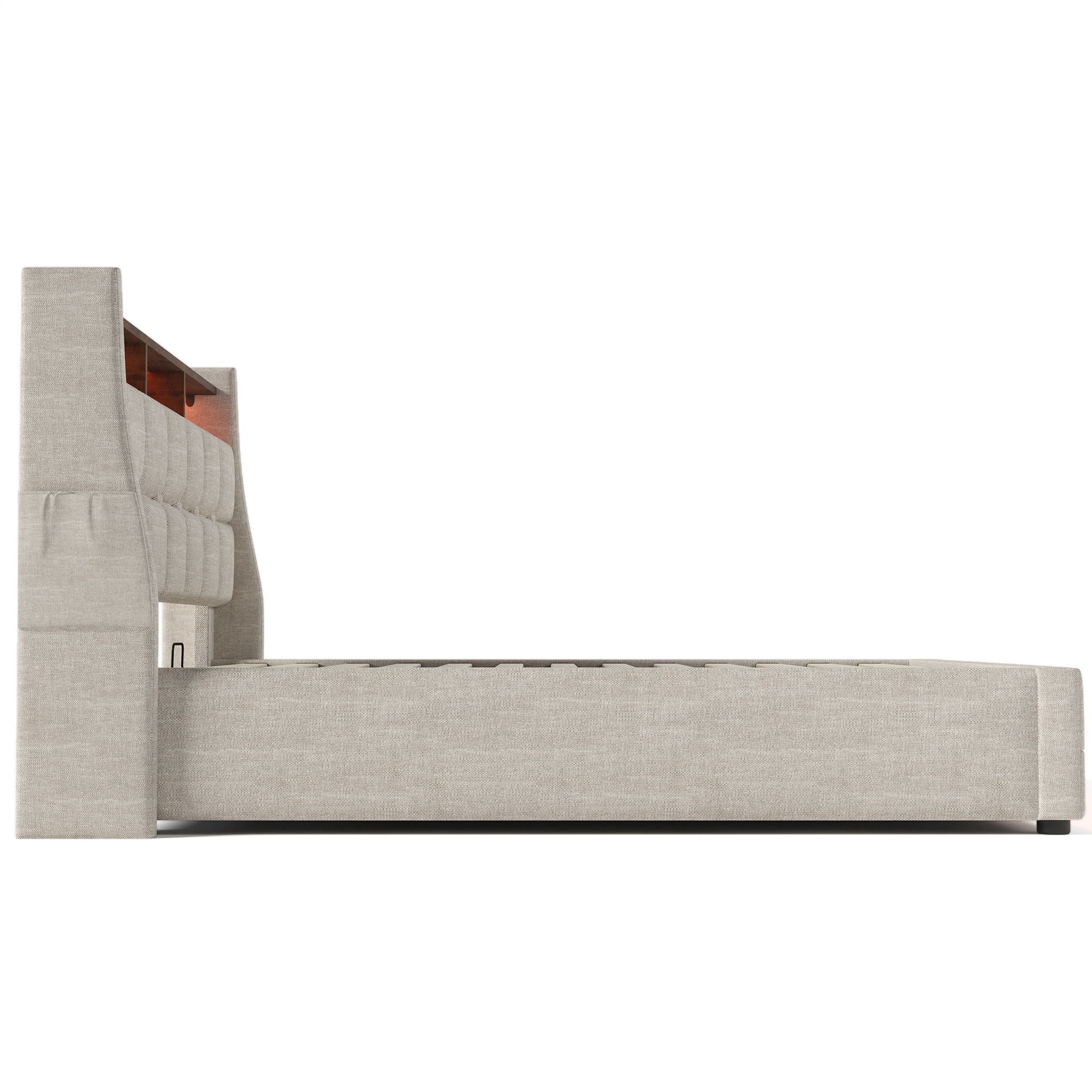 Upholstered Platform Bed With A Hydraulic Storage System, LED And USB Charging (Without Mattress)