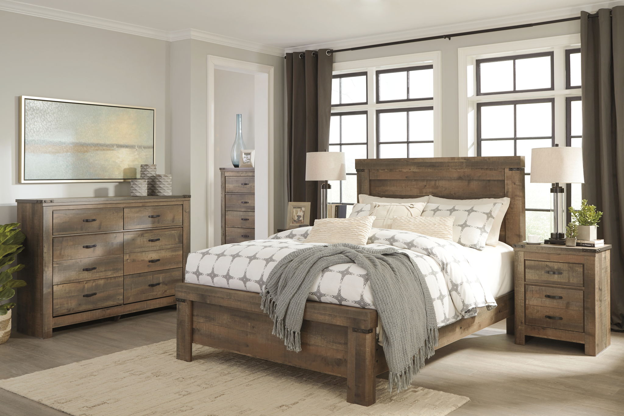 Trinell - Six Drawer Dresser - 61.34" x 15.98" x 42.99" - Brown Dark