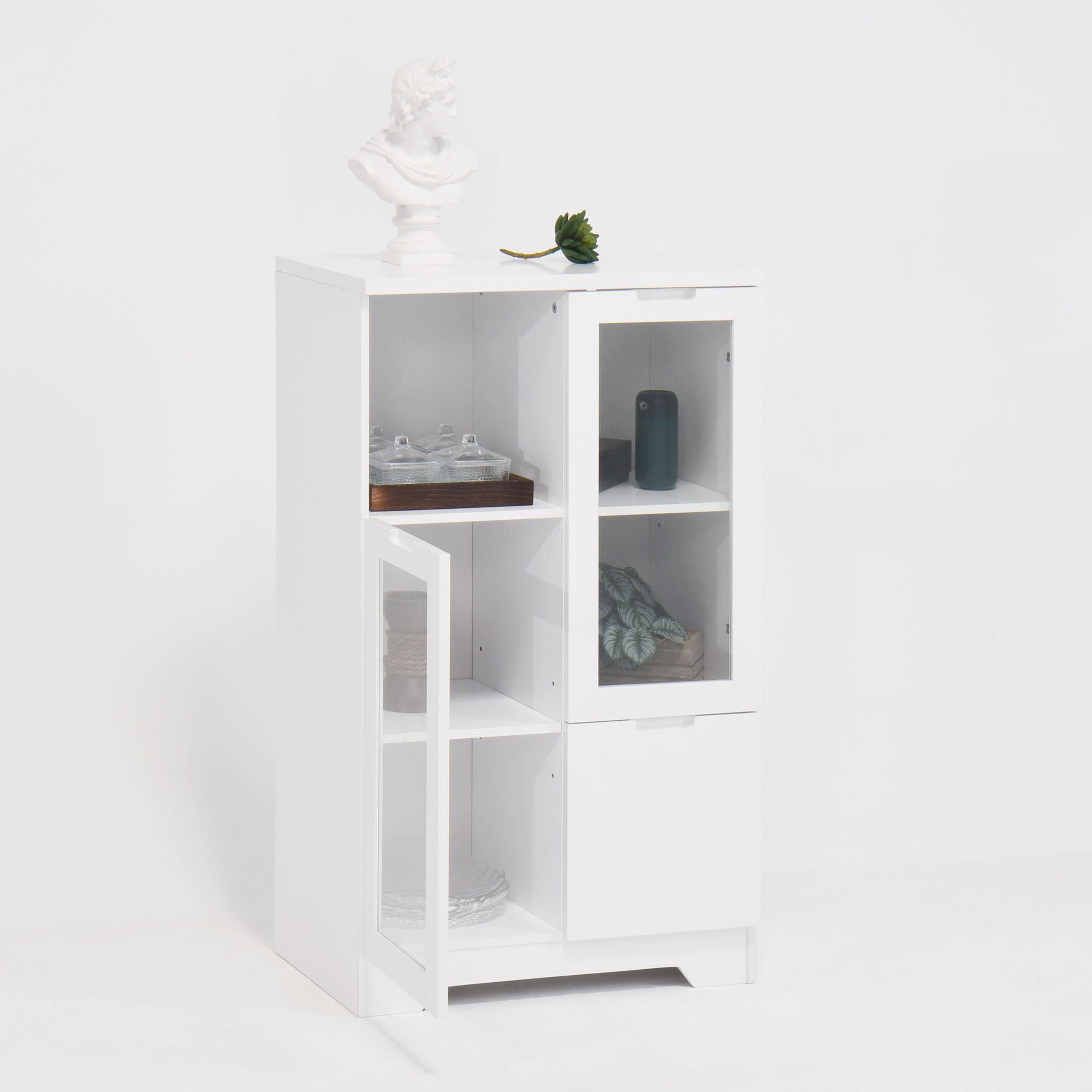 Modern Cabinet With Glass Doors And Drawer