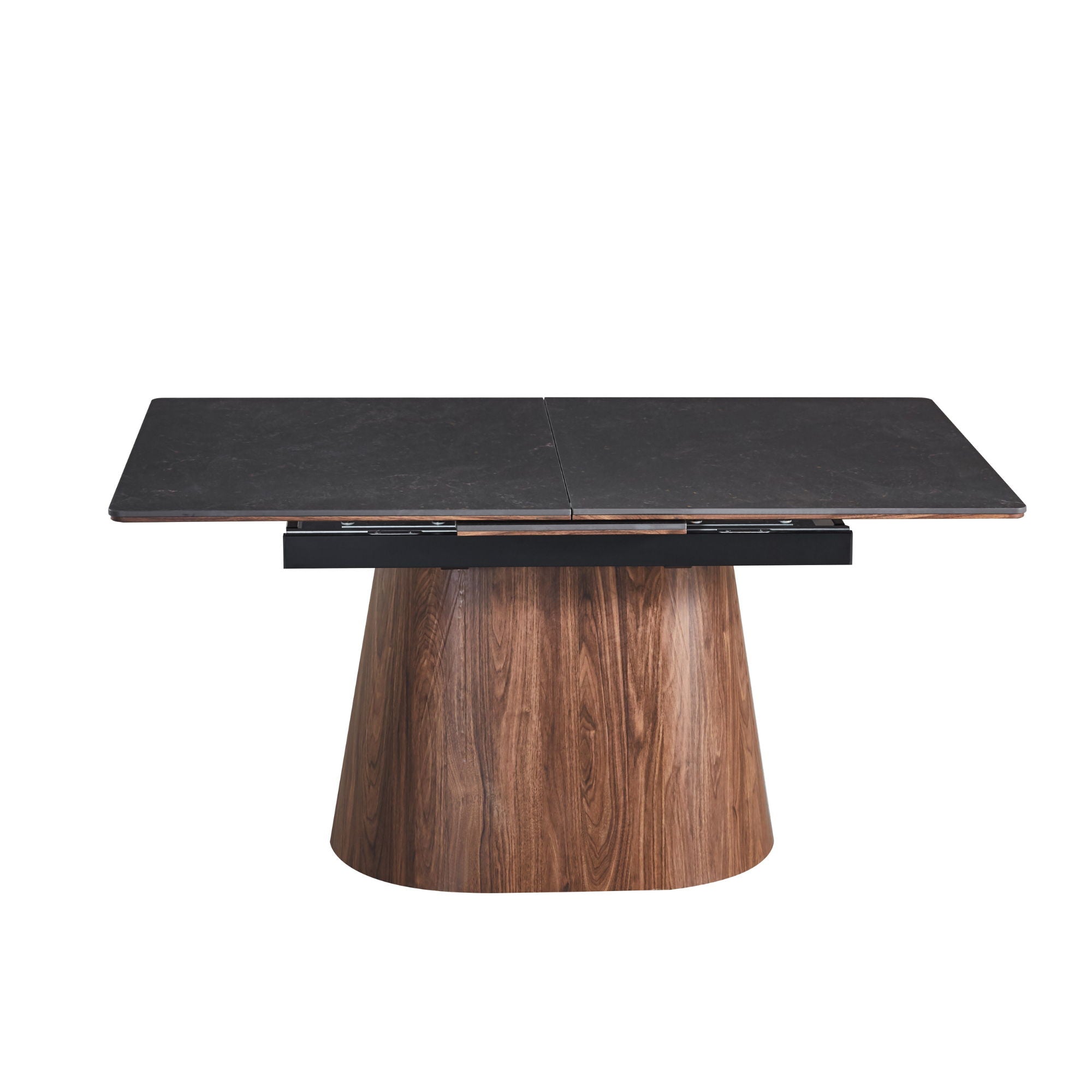 Extendable Dining Table With Cone Base - Brown / Black