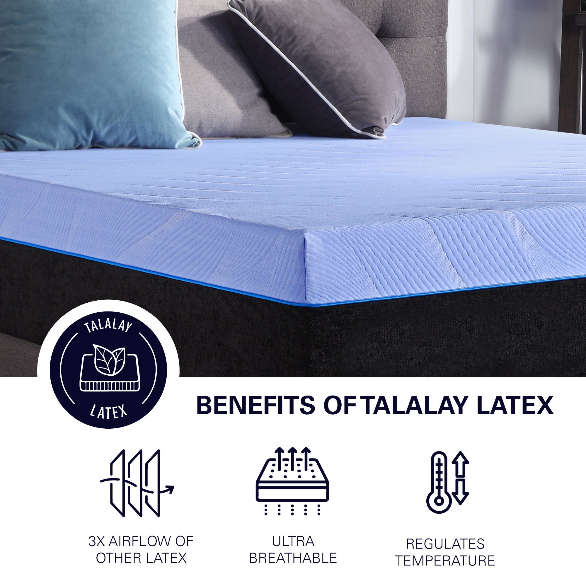 Refresh - 12" Queen Size Flex Head Memory Foam Hybrid Mattress And Adjustable Base Bundle - Blue