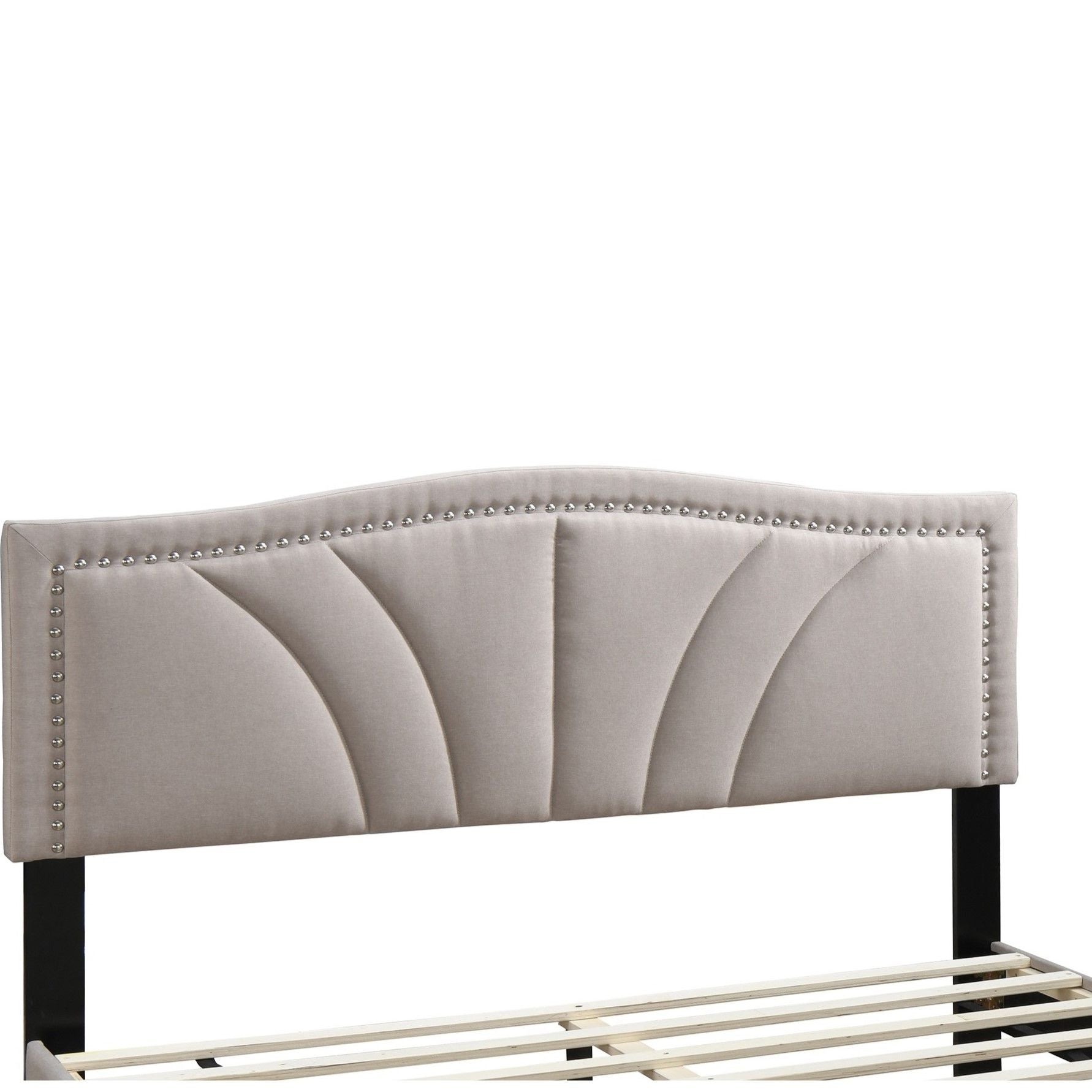 Bed With Nailhead Trim Accents, Upholstered Platform Frame