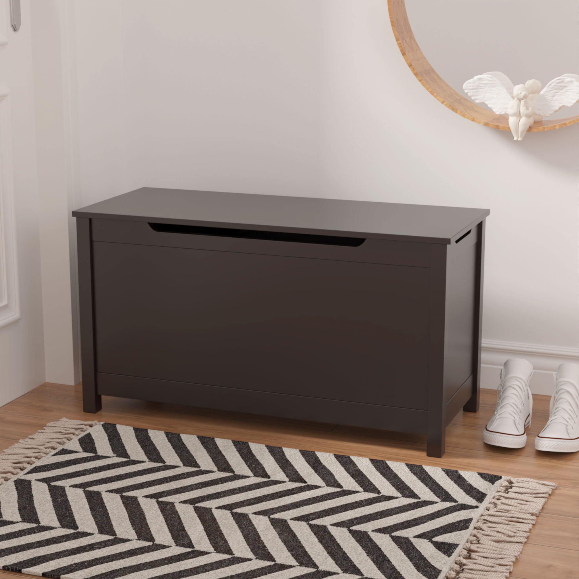 Toy Box Storage With Safety Hinged Lid