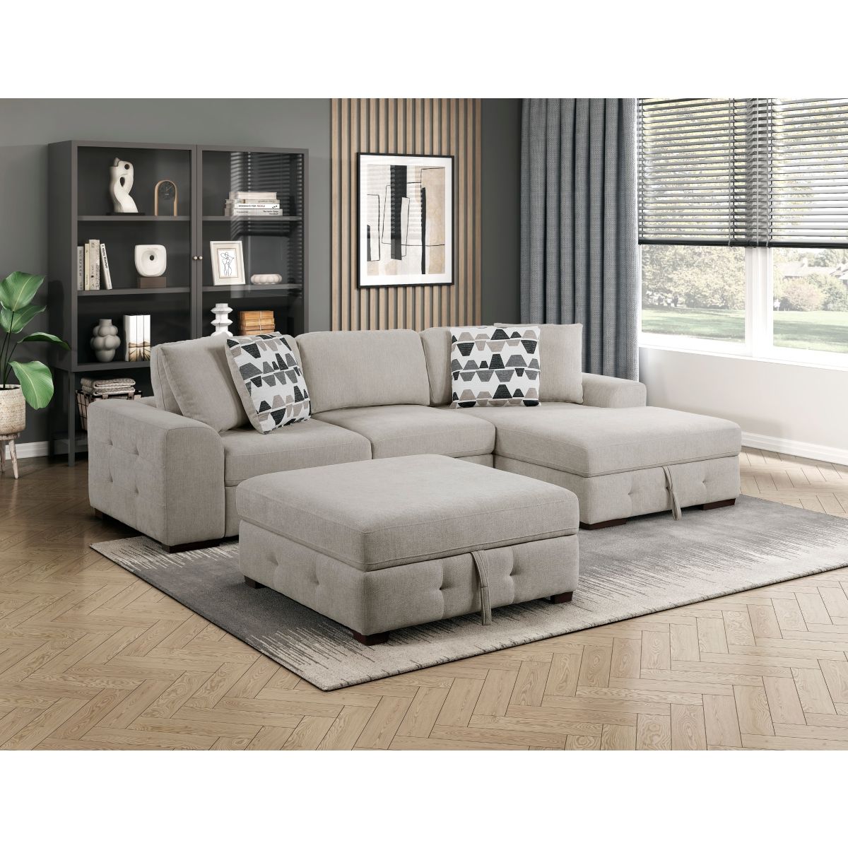 Raife - Storage Ottoman - Taupe