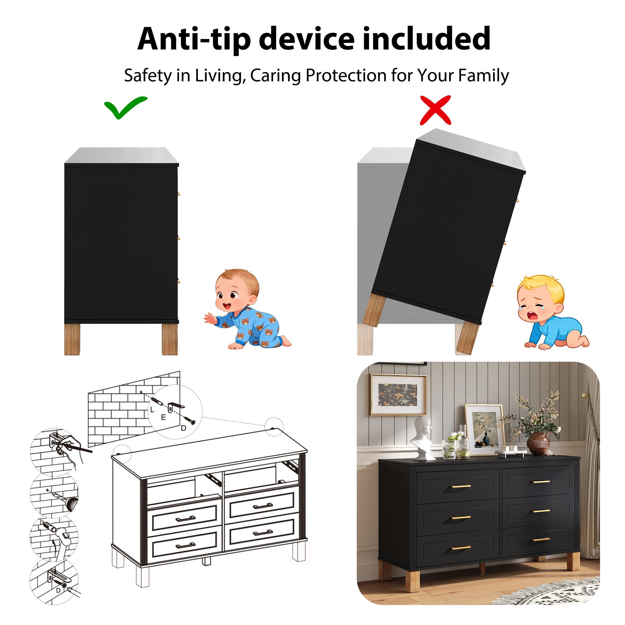 6 Drawer Double Dresser