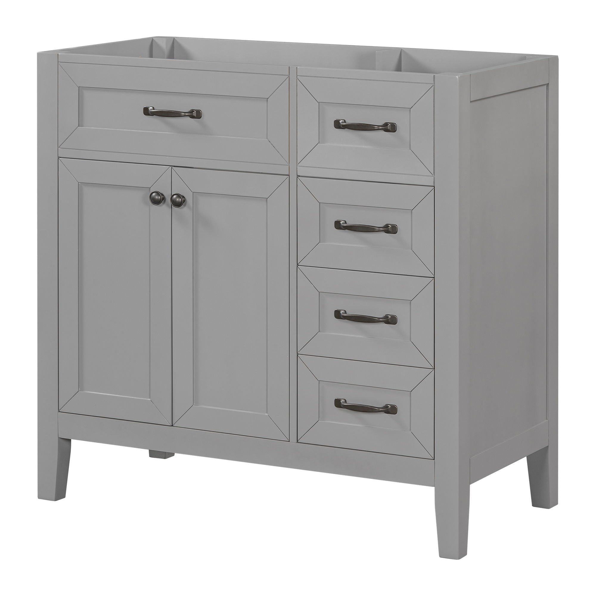 Modern Bathroom Vanity Base Only, 2 Doors And 3 Drawers