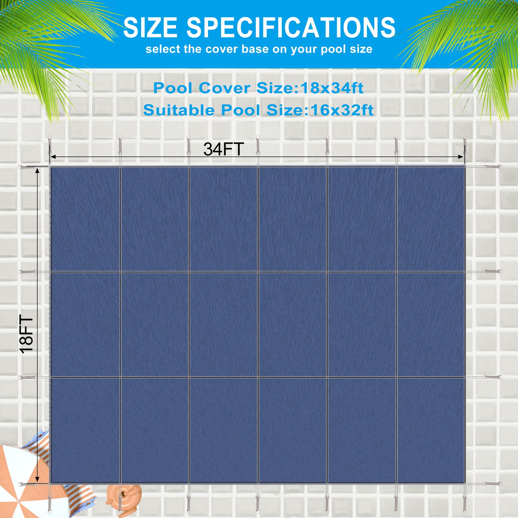 16 X 32 Ft Inground Pool Safety Cover, Rectangle