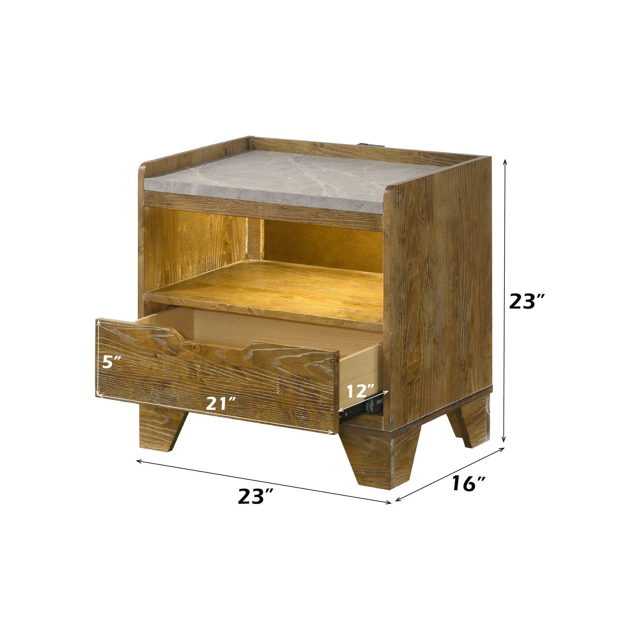 Garcia - Nightstand With LED And USB Port - Light Brown
