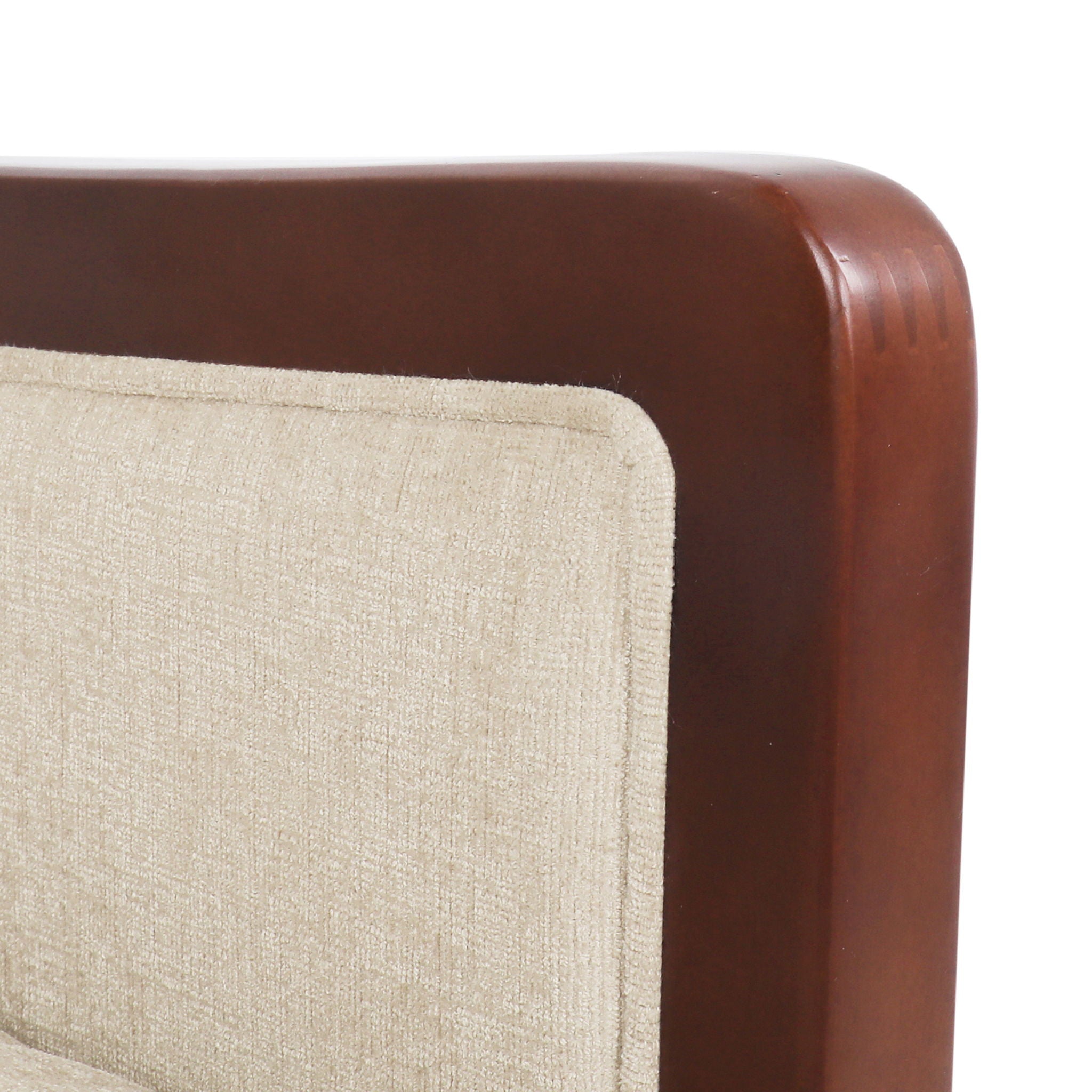 Mid Century Modern Fabric Channel Stitch Wood Pushback Recliner