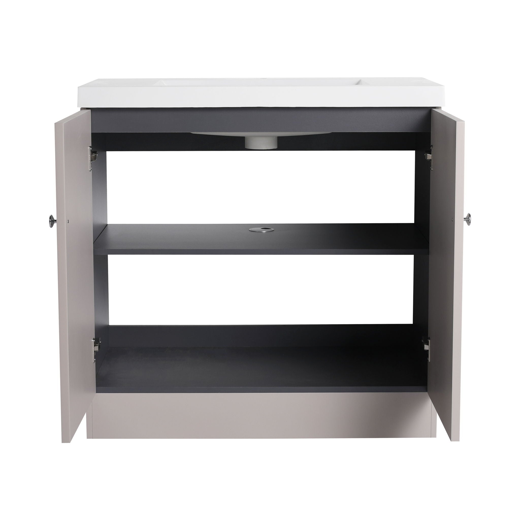 Contemporary Freestanding Bathroom Vanity With Resin Sink & Soft-Close Cabinet Doors