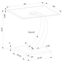 Pruitt Rectangular Glass Top Metal End Table Satin Silver