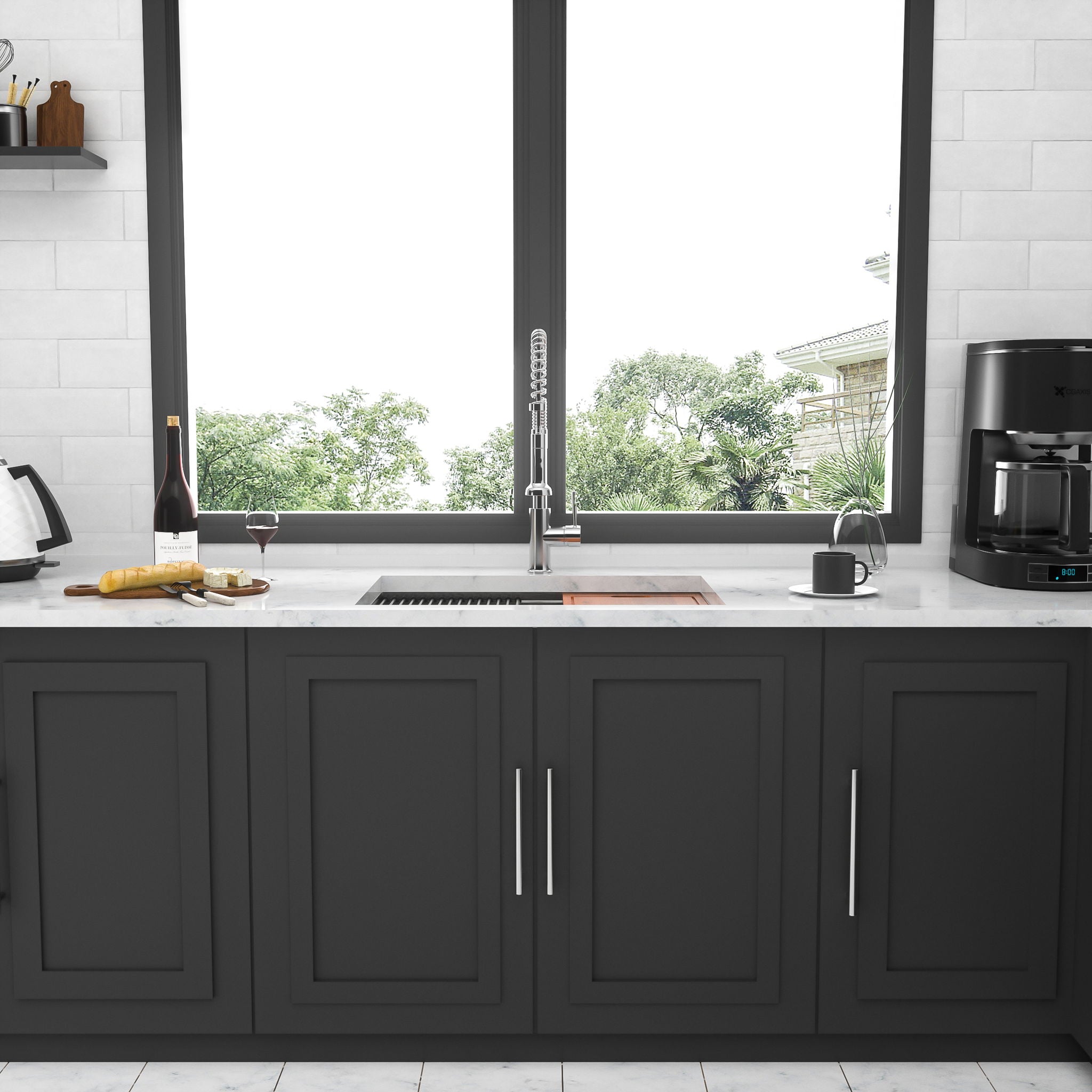 Single Bowl, Undermount Workstation, Kitchen Sink With Accessories