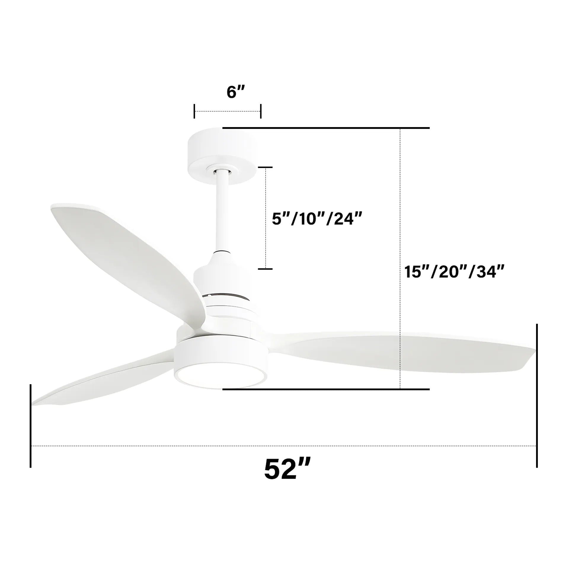 Ceiling Fan With Reversible DC Motor, LED Light, Solid Blades, Remote Control