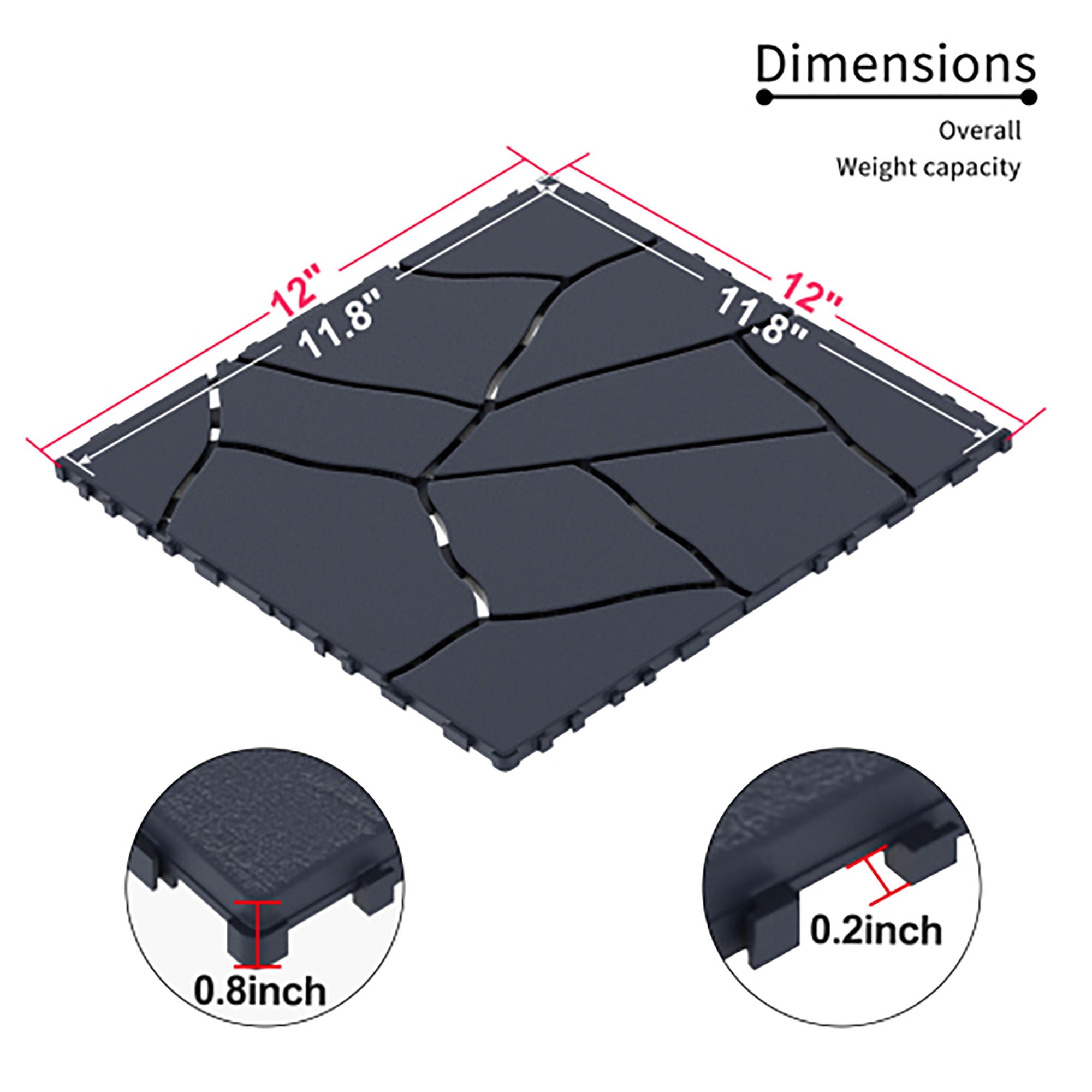 Stone Style Patio Deck Tiles Diy Interlocking Floor Tiles