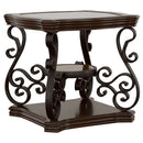 Laney  Glass Top Coffee and End Table Set Dark Merlot