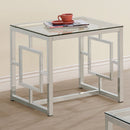 Merced Square Glass Top Side End Table Nickel