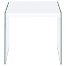 Opal Square Glass Frame Side End Table White High Gloss