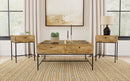 Stephie  Square Coffee and End Table Set Honey Brown