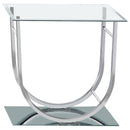Danville Square U-Shaped Glass Top Side End Table Chrome