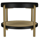 Arini Round End Side Table With Storage Shelf Black
