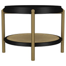 Arini Round End Side Table With Storage Shelf Black