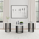 Haven  Round Marble Coffee and End Table Set Black