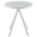 Briggs Round Marble Printed Glass Top End Side Table White