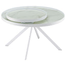 Briggs Round Marble Printed Glass Top Coffee Table Black