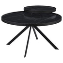 Briggs Round Marble Printed Glass Top Coffee Table Black