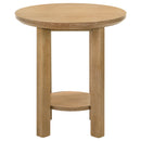Ottowa Round Wood Side End Table with Shelf Light Oak