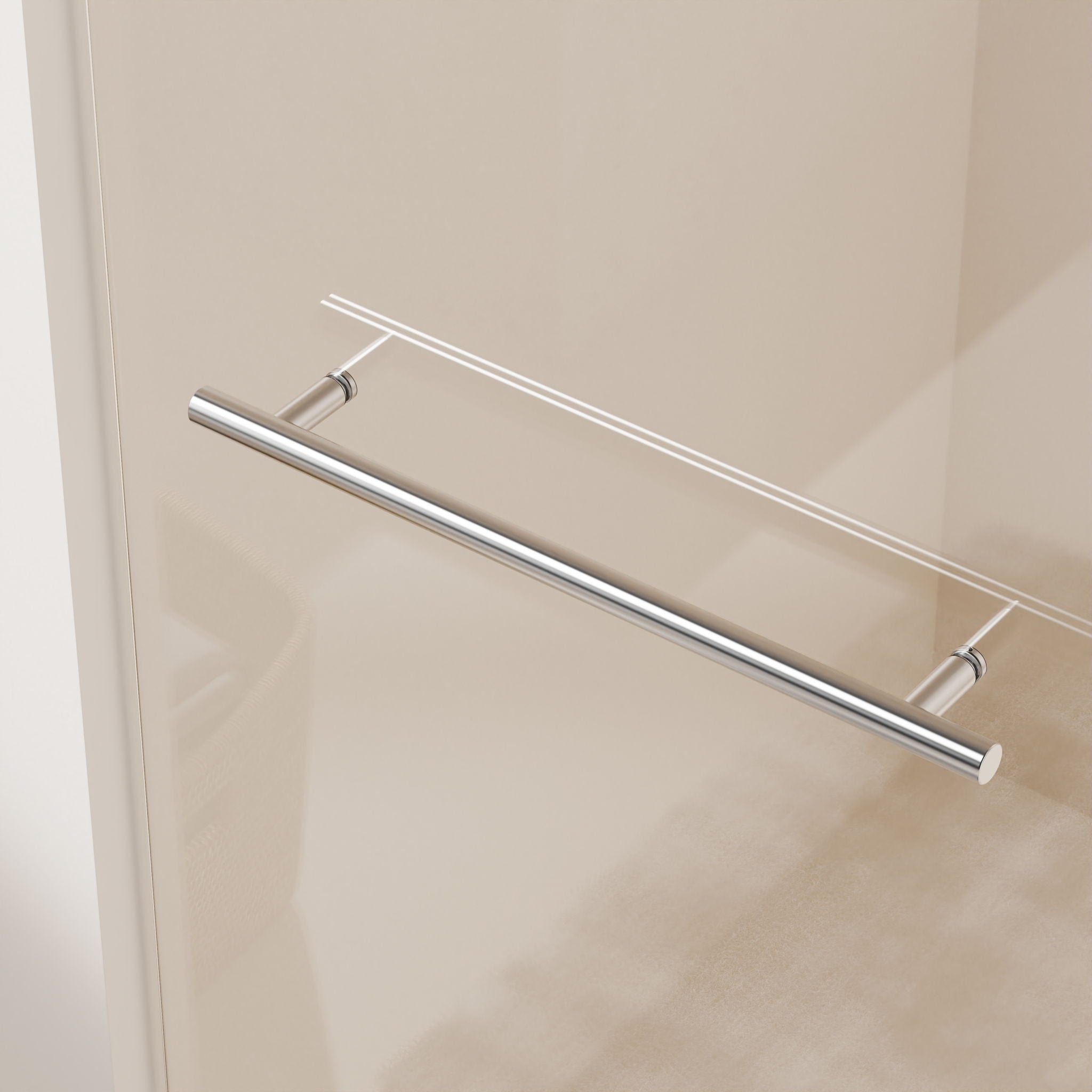Frameless Single Sliding Shower Doors With Towel Rail & Handle