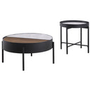 Ozella  Round Coffee and End Table Set Sandy Black