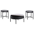 Ozella  Round Coffee and End Table Set Sandy Black