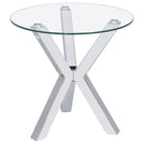 Kenzie Round Tempered Glass Top End Side Table Chrome