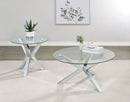 Kenzie  Round Coffee and End Table Set Chrome
