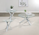 Kenzie  Round Coffee and End Table Set Chrome