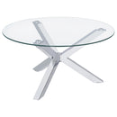 Kenzie Round Tempered Glass Top Cocktail Coffee Table Chrome